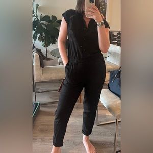 Monrow 100% cotton utility style jumpsuit in  black NEW WITH TAGS super comfy